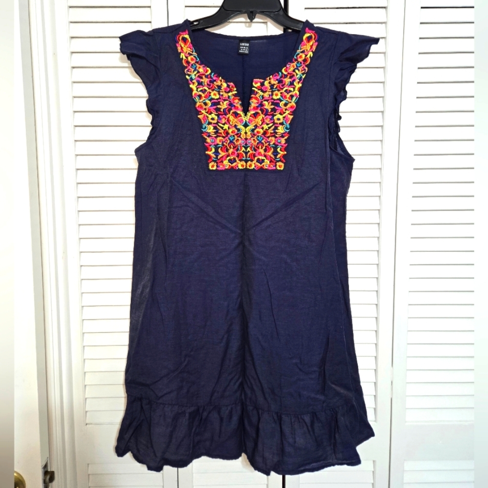 Loness Women's XL Boho Embroidered Dress